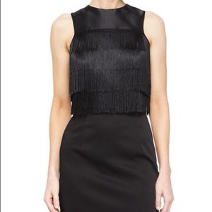 Shoshanna Midnight Tiered Fringe Crop Top